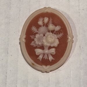 Avon Vintage Carved Resin Plastic Floral Brooch